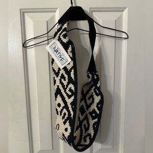 Native Black and White Patterned Woven boho waist accent piece 42” waist